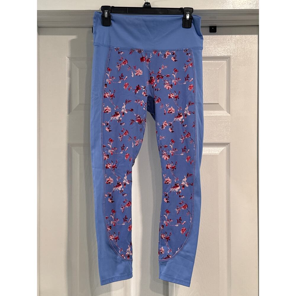 Fabletics Motion 365 Periwinkle Leggings Red Floral Design Size L
